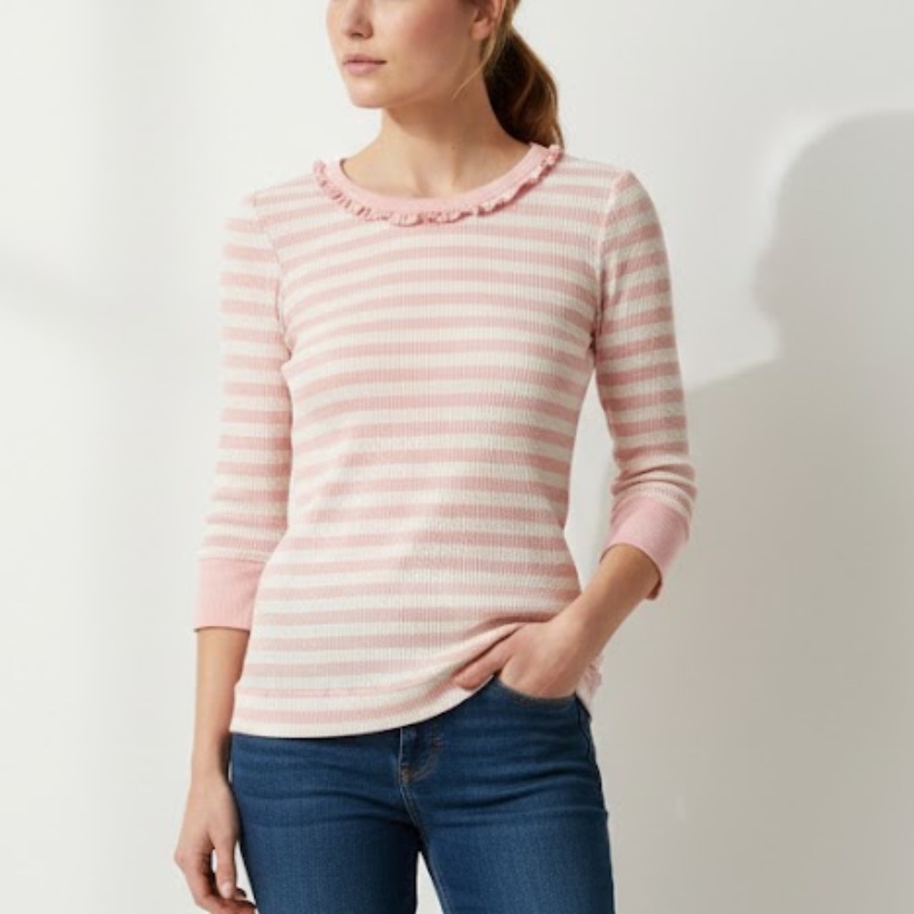 Vintage Y2K Women Juicy Couture Striped Thermal Pink Top Scottie Dog Size Small